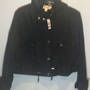 Michael Kors black lightweight jacket detachable hood new